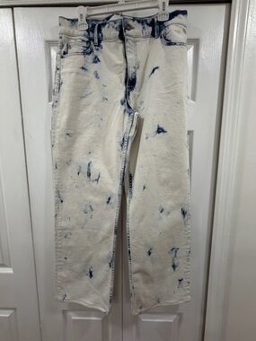Lafayette 148 New York White Tie-Dye Boot Cut Jeans